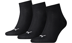 Носки Puma Quarter Plain черные, 3 пары
